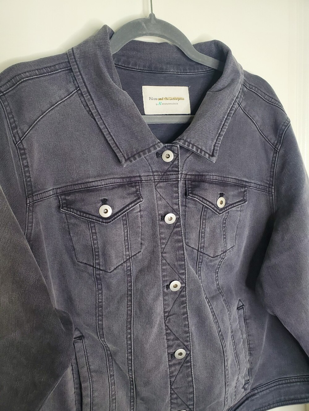 Anthropologie Pilcro And The Letterpress Black Classic Button Front Denim Jacket - Picture 5 of 9